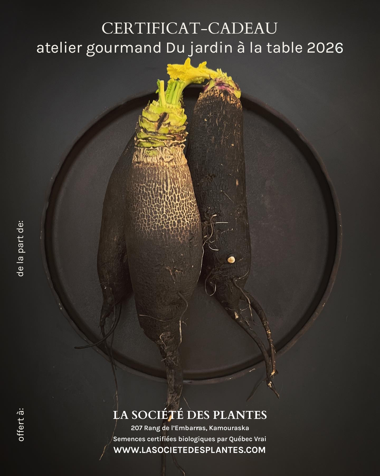 Certificat cadeau / atelier gourmand Du jardin à la table 2026